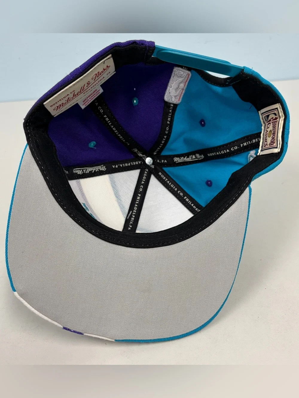Charlotte Hornets Mitchell & Ness Hardwood Classics Hat Snapback Retro NBA Block - Picture 8 of 12